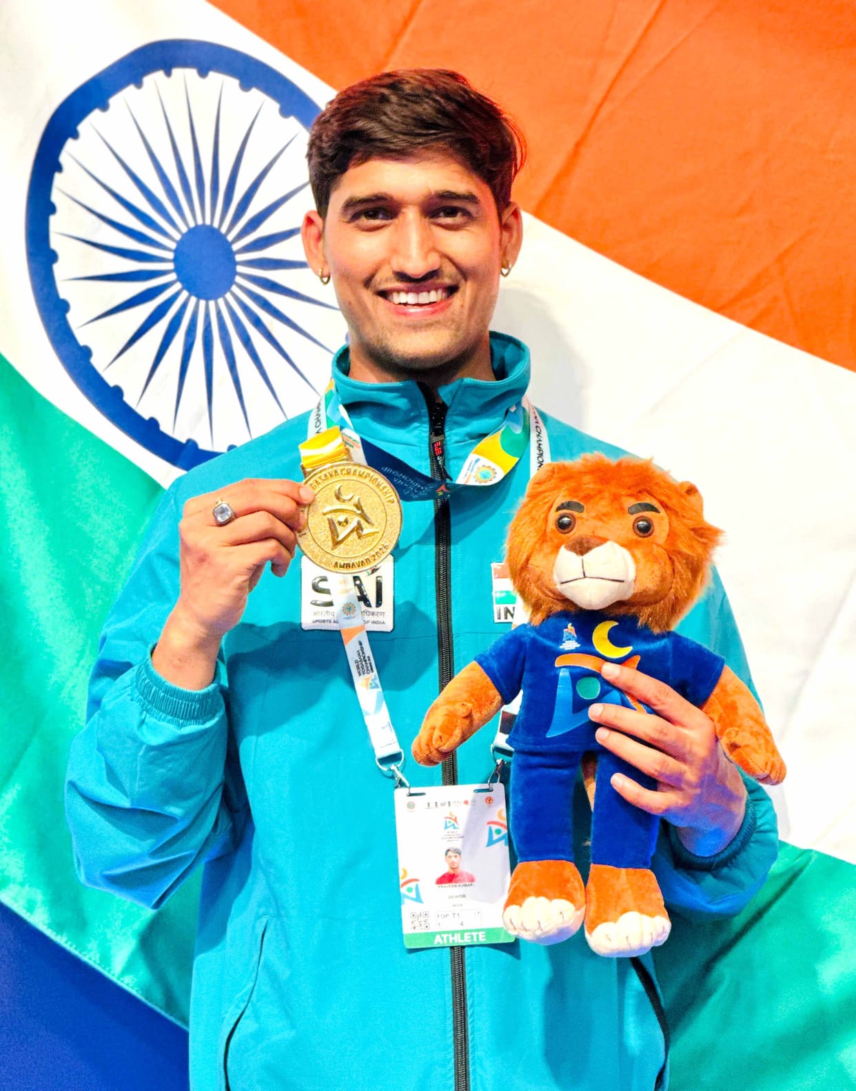 Praveen won the gold medal at the World Yogasan Championship.