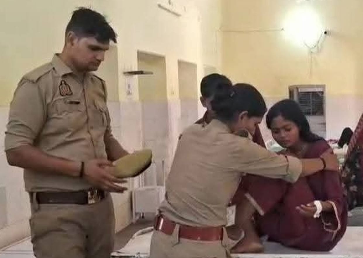 Plaster falls on female student during exam; she is injured.
