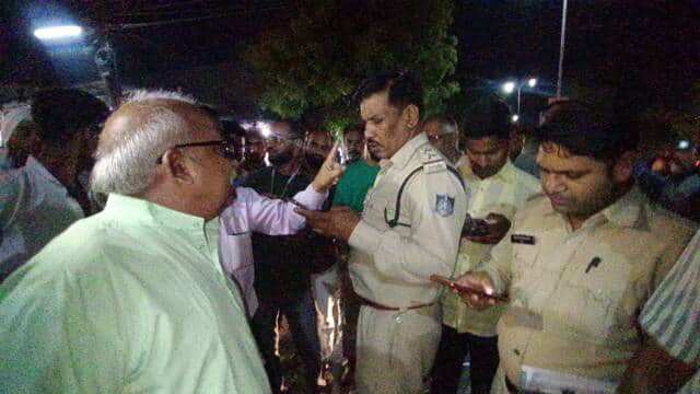 Residents of the colony staged a road blockade to protest the demolition of a concrete road