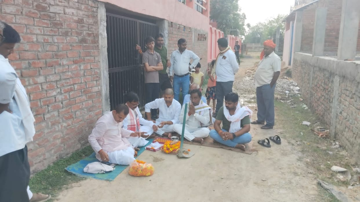 Bhoomi Pujan was done for the construction of road and Chhath Ghat