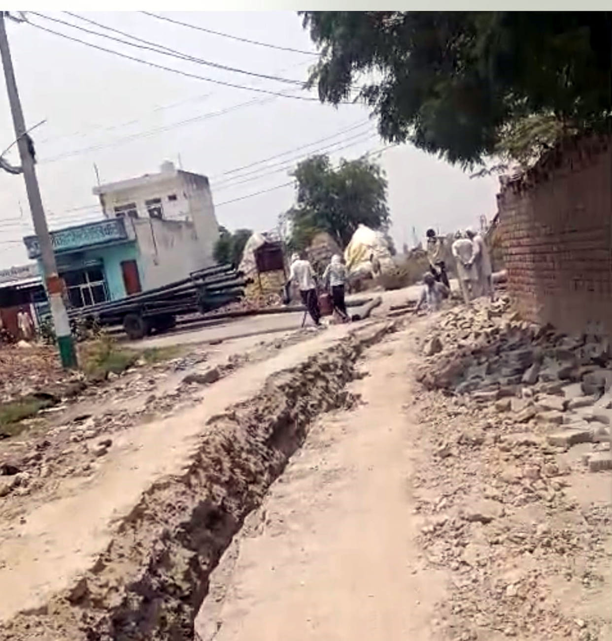 Sarpanch accused of demolishing paved roads in Balu village without permission.