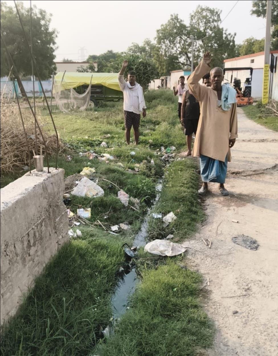 Sanitation system in villages in disarray; public drains clogged.