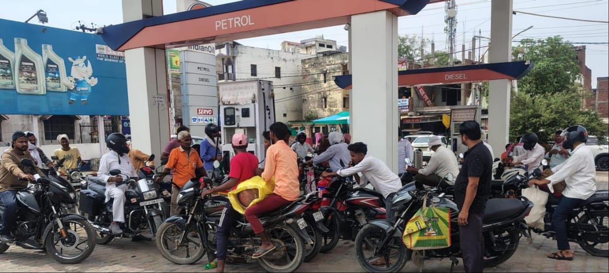 "No Petrol" boards displayed at four petrol pumps in the district.