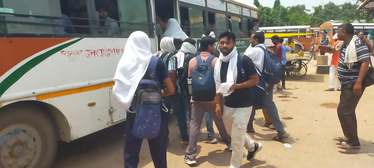 Crowds thronged railway and bus stations.