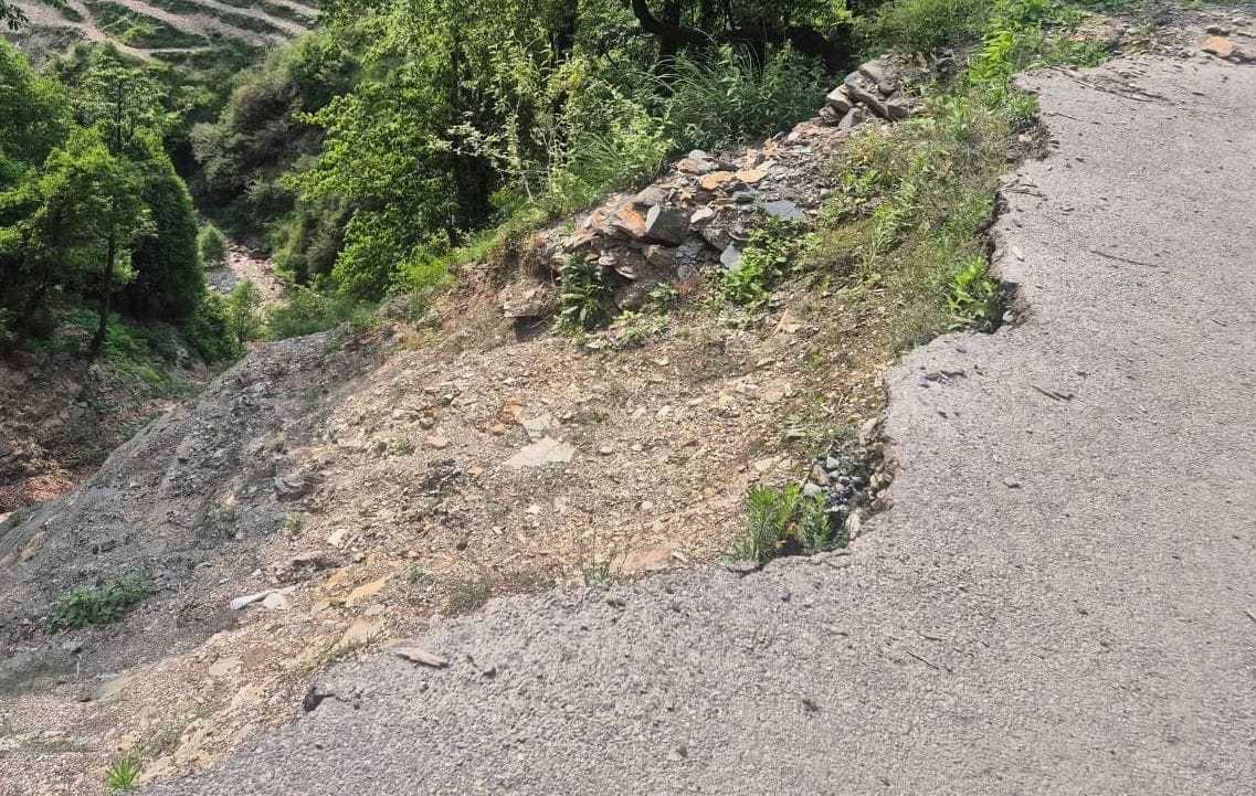 Road collapsed near Banjal bus stand.