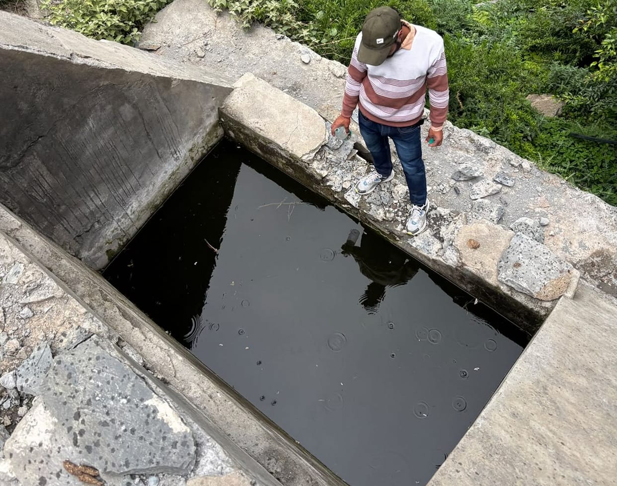 Panchayat water supply connected to contaminated water source.