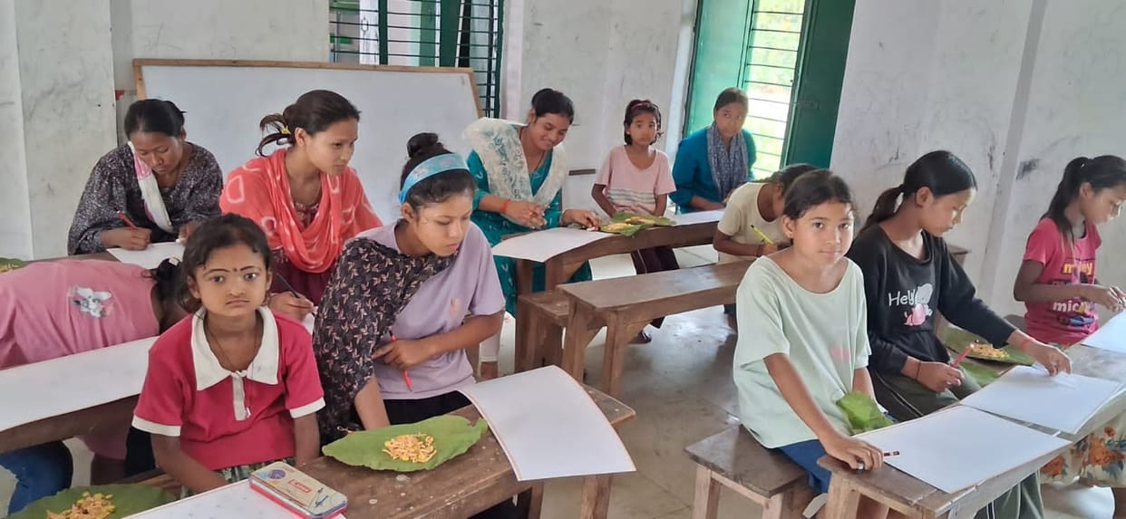 Children's tribal art is flourishing at the Tharu workshop