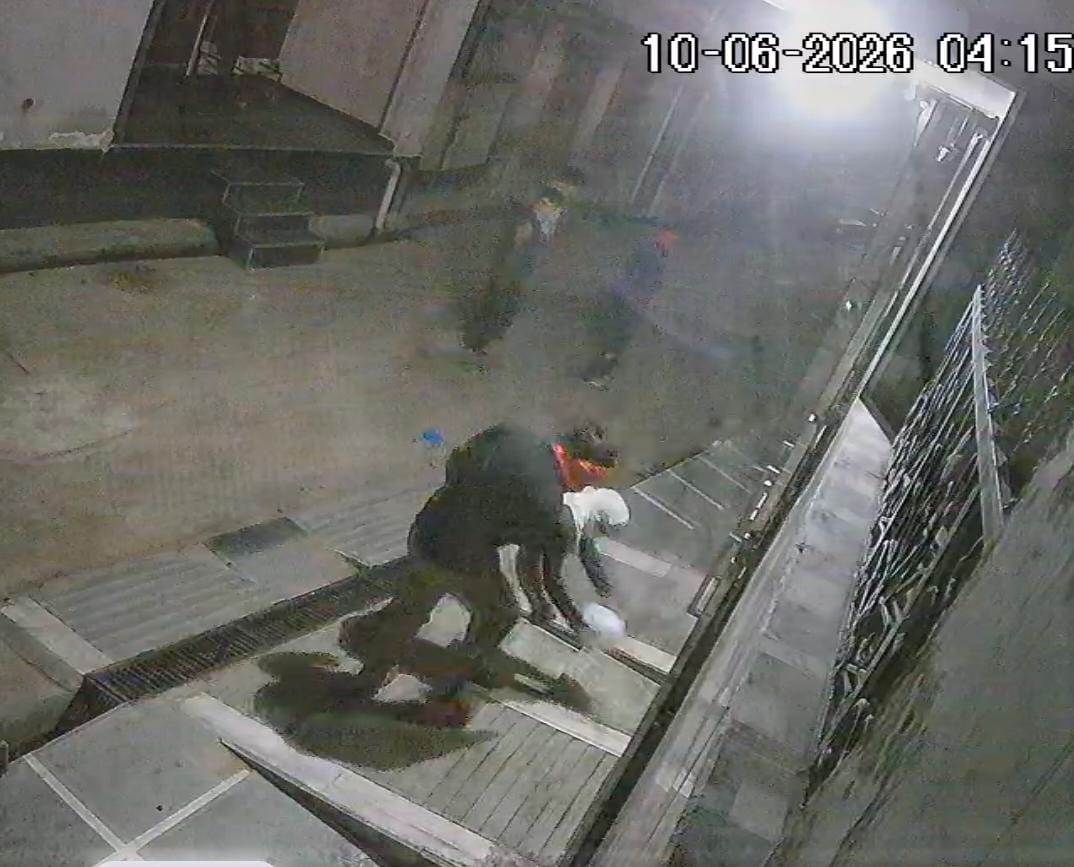 When the door didn't break, an attempt was made to set the gate on fire by pouring petrol on it;