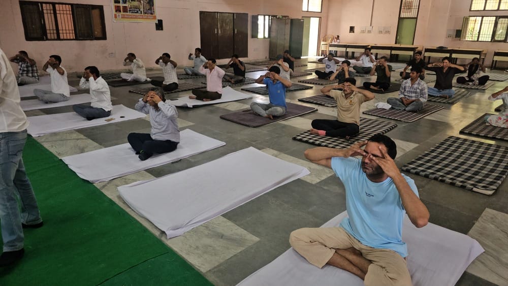 Yoga camp organized in the college in preparation for International Yoga Day