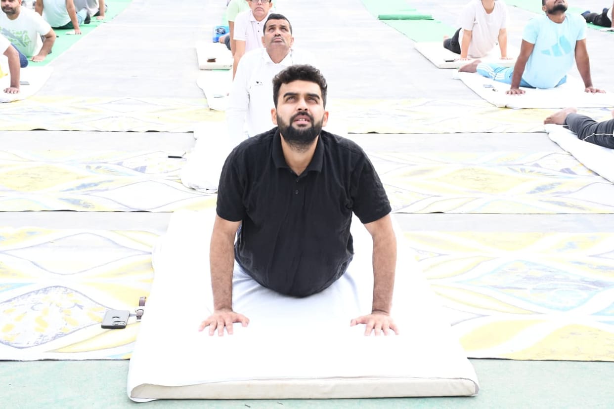 Performed yoga asanas and pranayama with officials and employees.