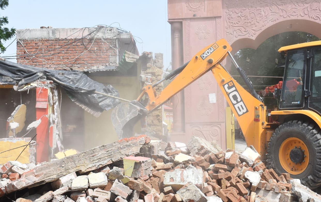 Bulldozer razes AAP councillor illegal construction in Burari MCD carries out operation for seven hours