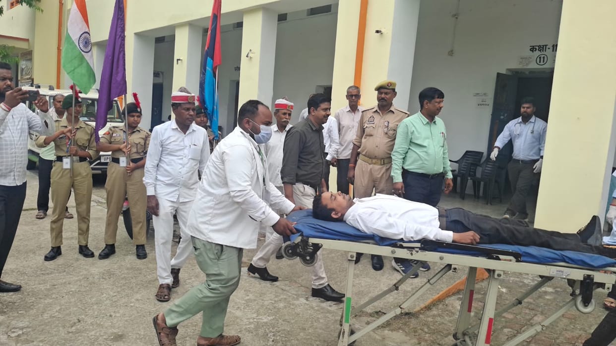 Mock Drill: Administration prepared for disaster response; promptness evident in relief and rescue operations.