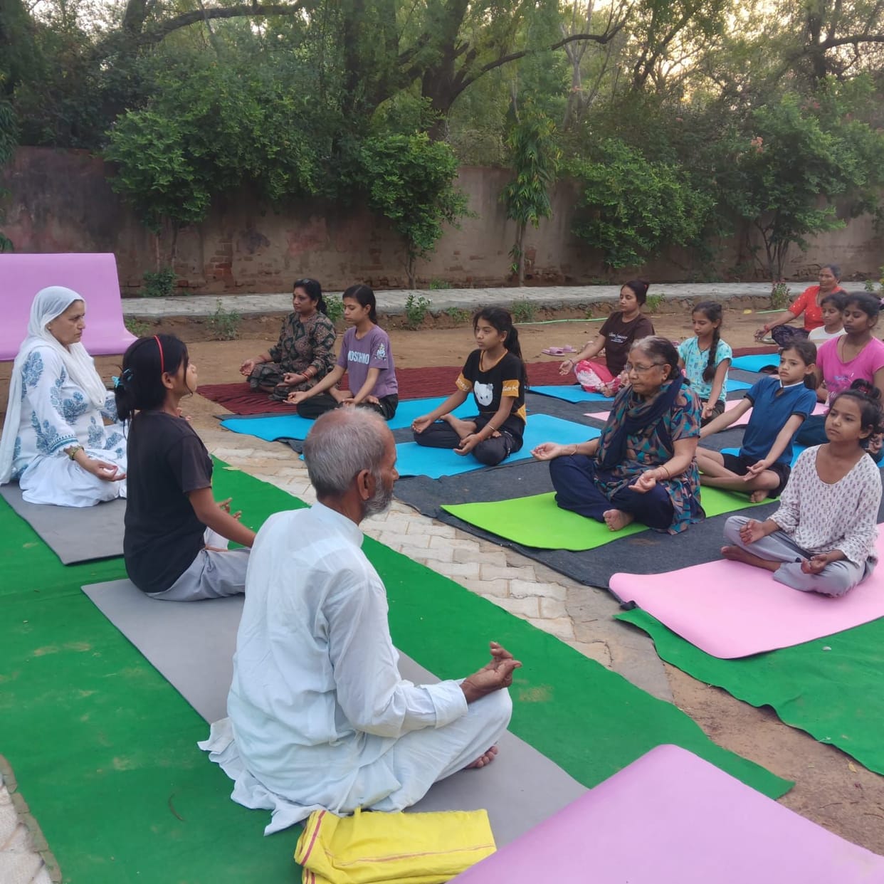 Villagers participated in the yoga training camp.