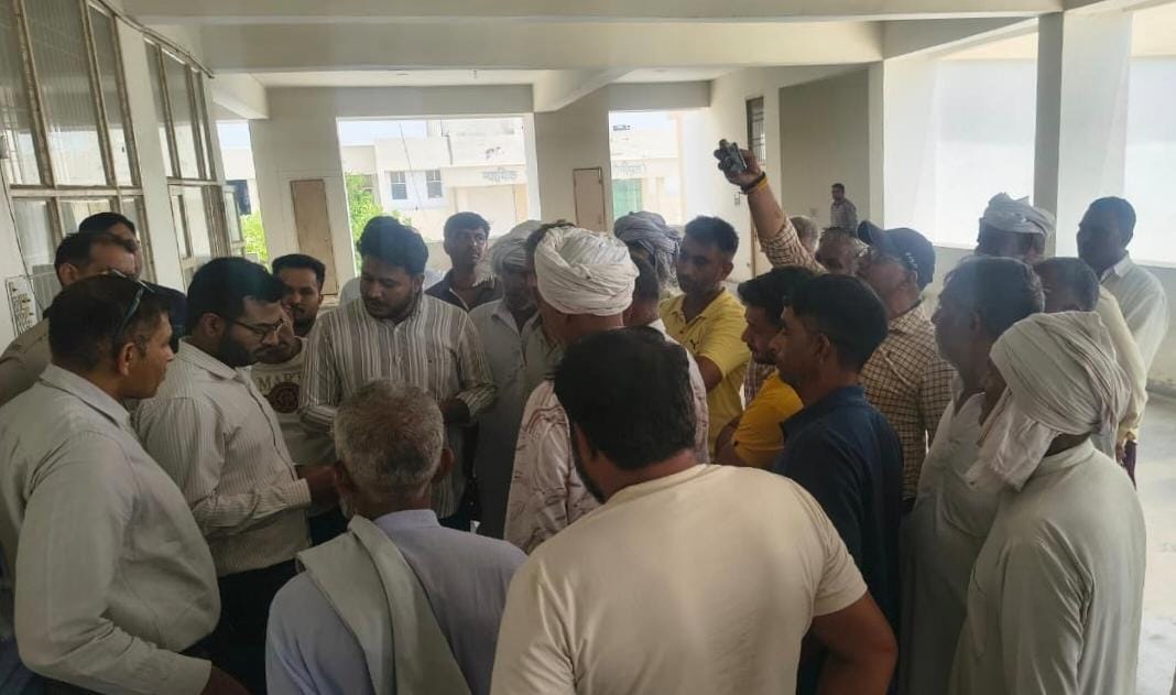 Villagers in Bhogipur village opposed the power line project for the industrial area.