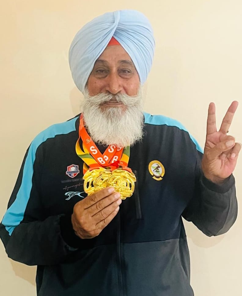 Master athlete Harjinder Singh Bhangu from Santnagar won the National Championship