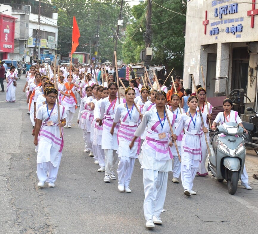 Spirit of discipline and patriotism evident in the route march