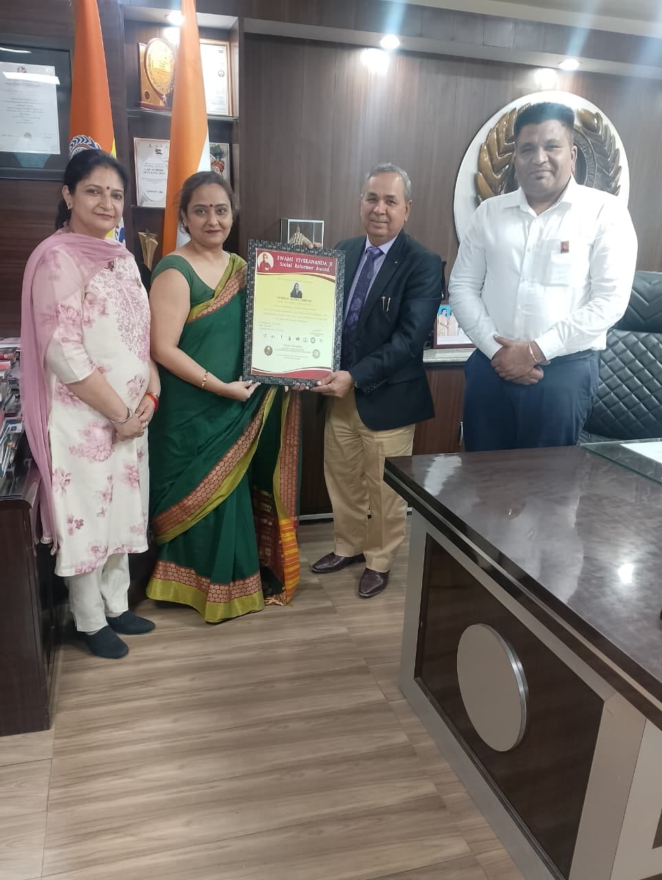 Dr. Monica Mehrotra honored with the Swami Vivekananda Social Reformer Award.