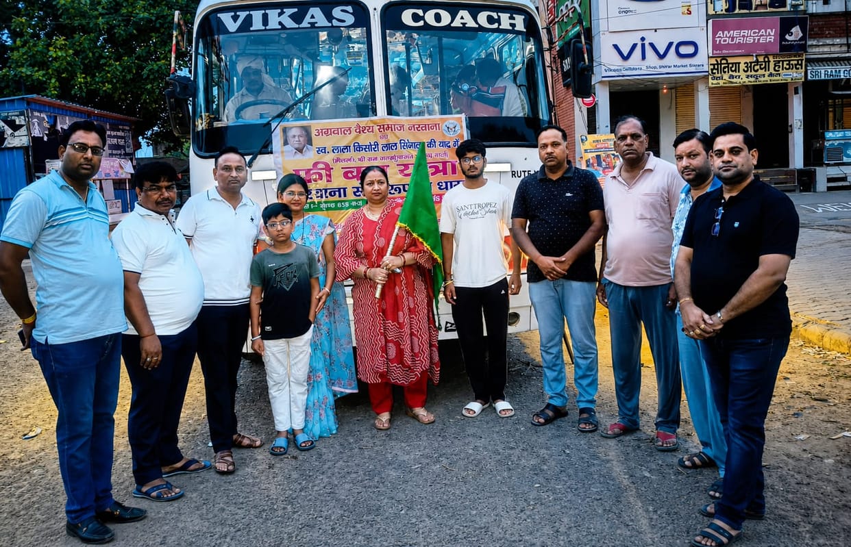 Free Arunay Dham bus journey of Agarwal Vaishya Samaj leaves