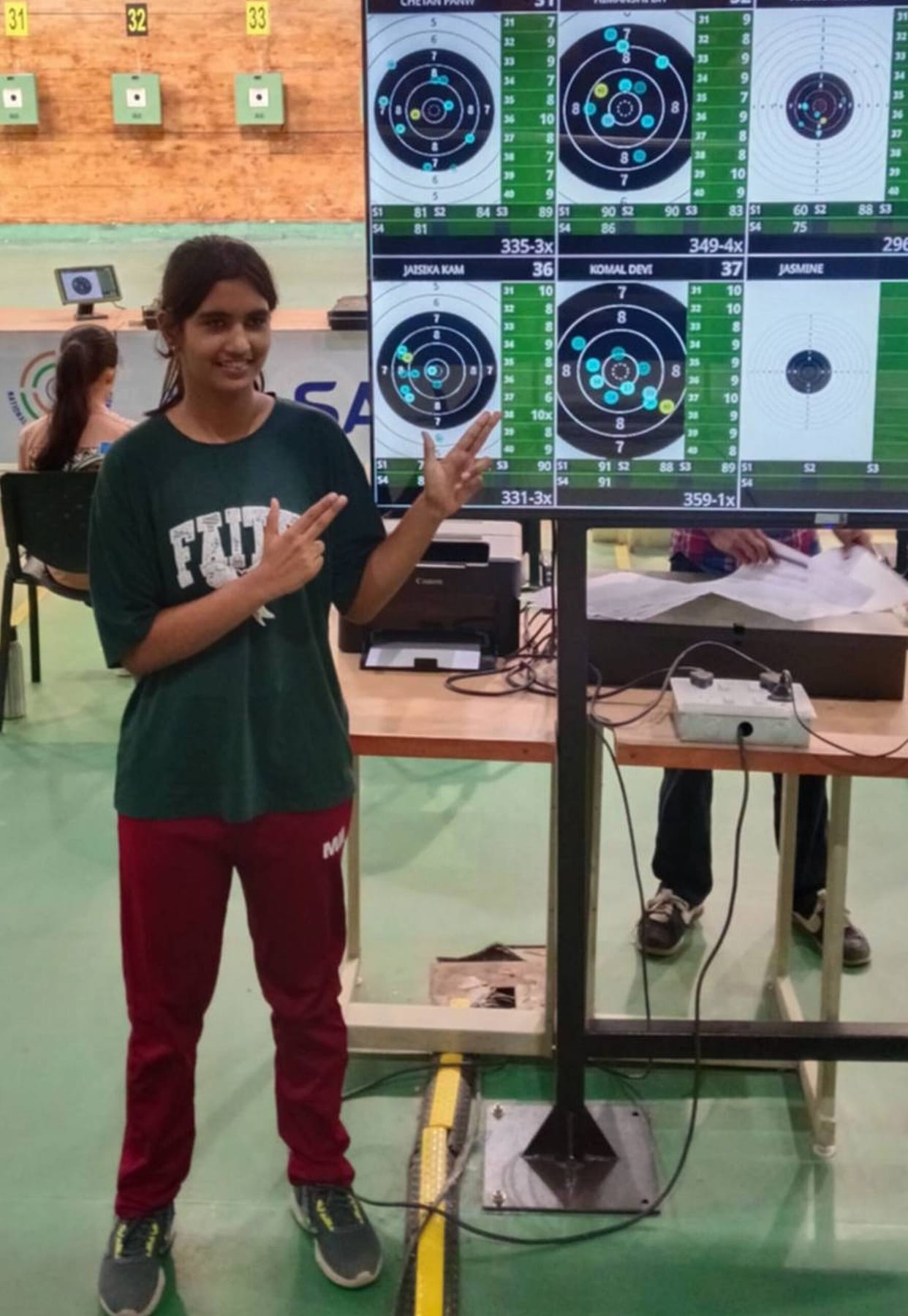 Himanshi from Mahendragarh put up a commendable performance at the shooting competition.