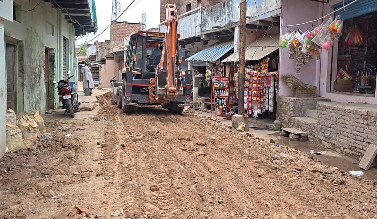 Road repair work started after a year