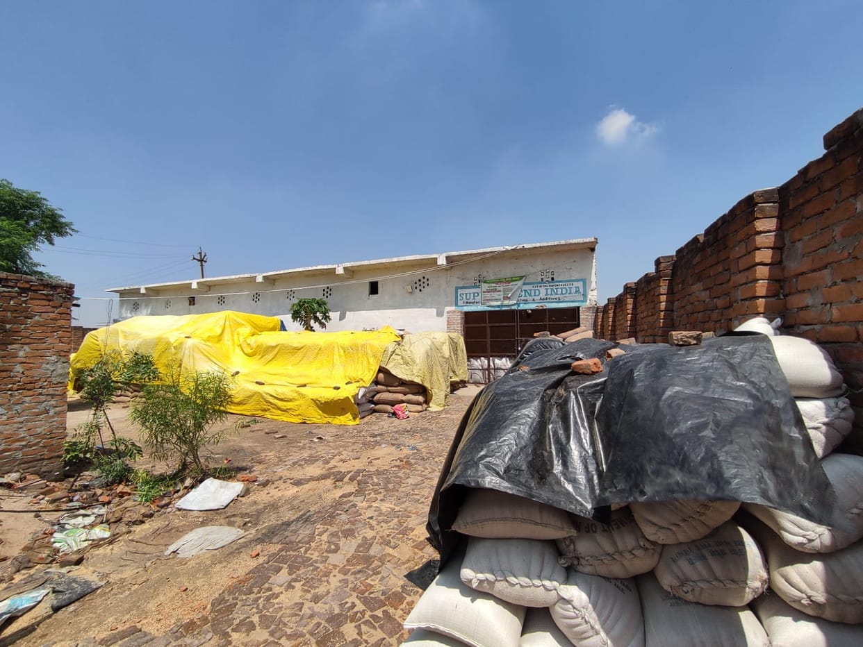 Wheat procurement stalled at societies due to gunny bag shortage; farmers await weighing.