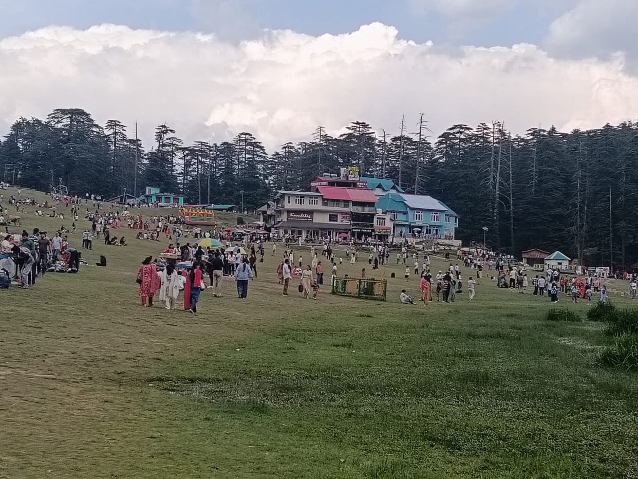 Tourist influx increases in Khajjiar; visitors arrive from across the country and abroad.