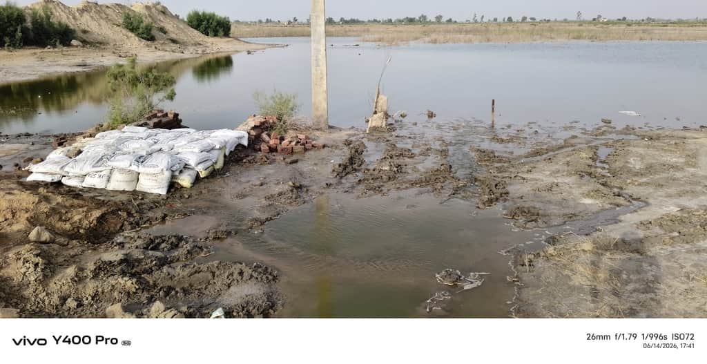 चोपटा में हिसार-घग्गर ड्रेन में बनाया गया बांध। 