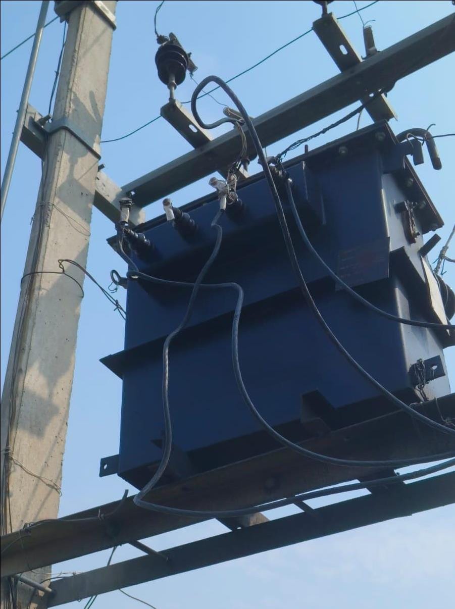 Transformer blew out after tripping 10 times during the day; power supply disrupted.