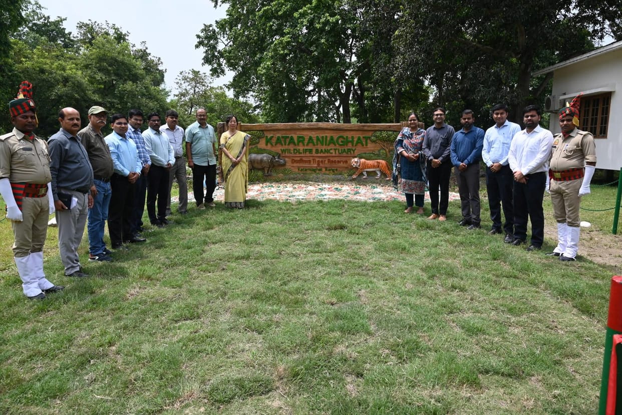 Principal Secretary inspects gharial hatchlings; reviews plan to conserve the forest.