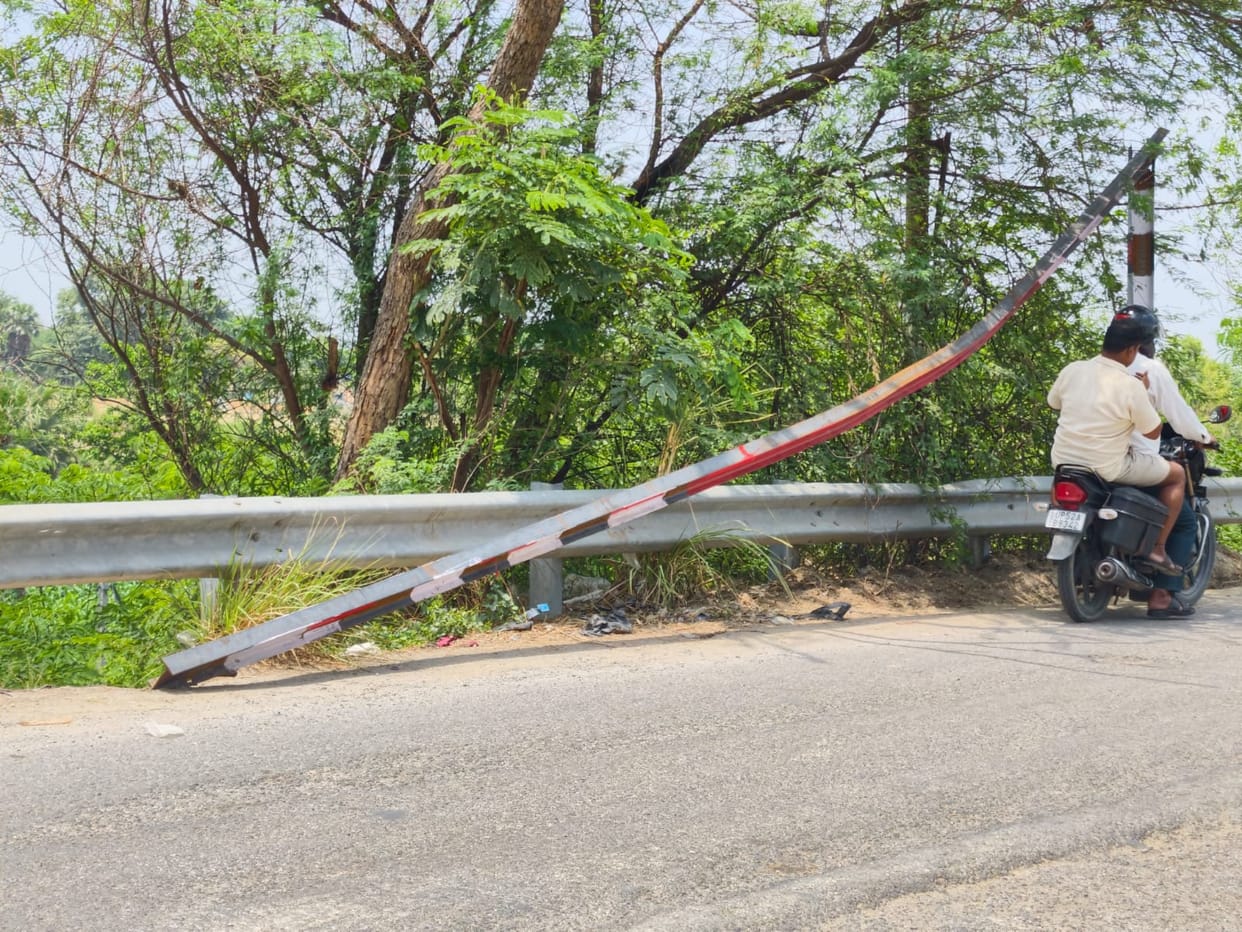 Barrier installed near the bridge broken for the third time.