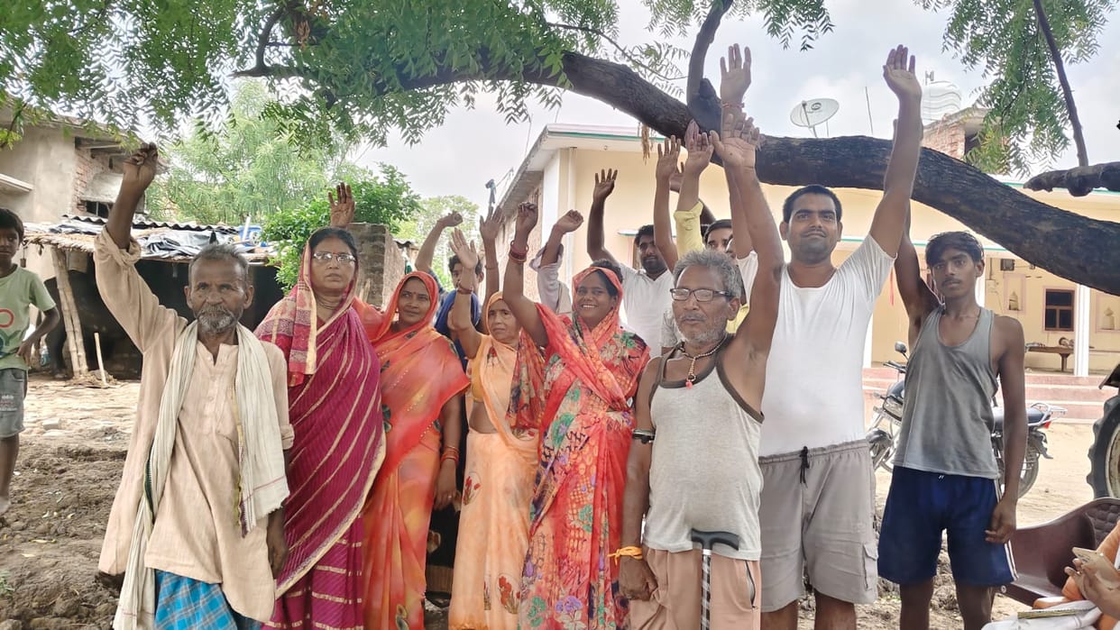 Angry residents staged a protest over the failure to construct a drain.