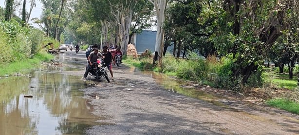 Potholes caused by waterlogging have become a nuisance.