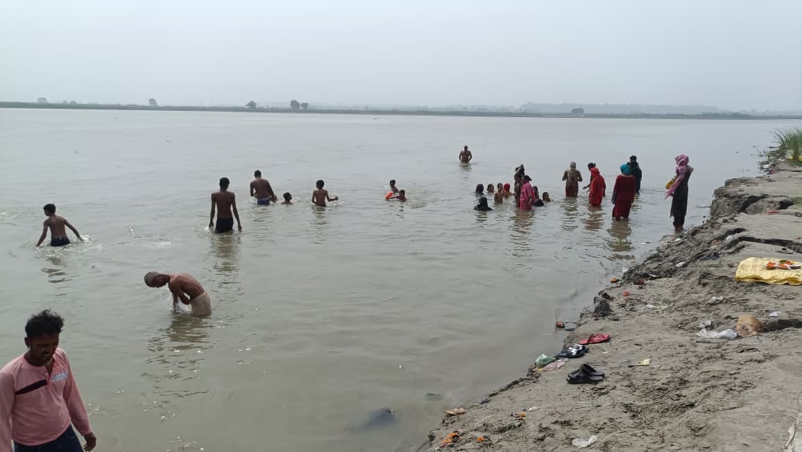 A holy dip taken in the Ganges on Somvati Amavasya.