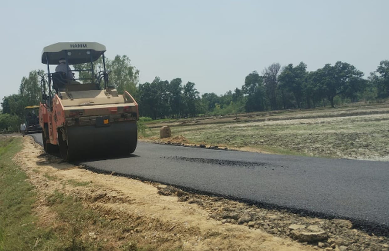 Repair work on the damaged road in Udva village has begun