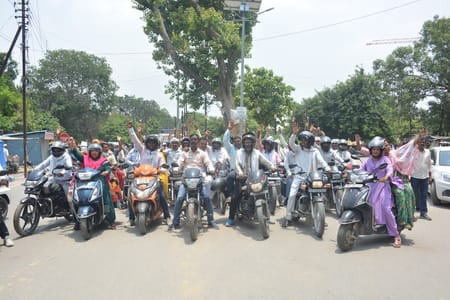 Village employment assistants took out a motorcycle rally