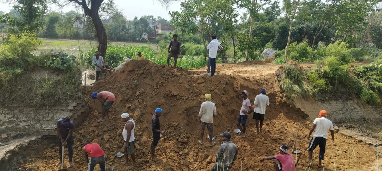 Repair work on the Mukhlispur canal has begun.