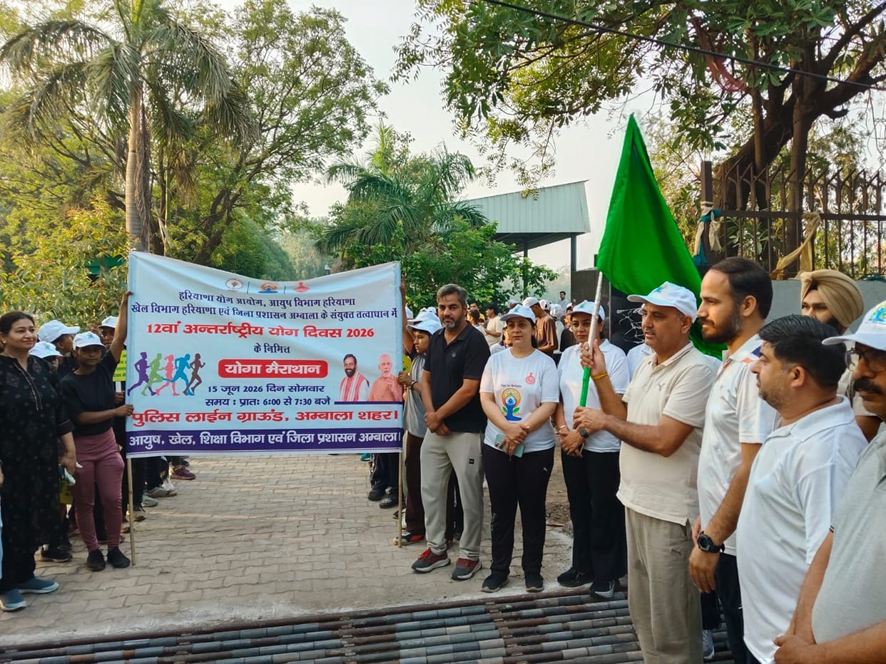 School children and athletes conveyed the message of a yoga-based, drug-free life.