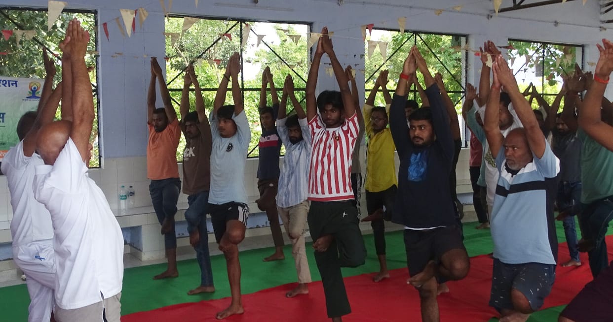 Inmates were made to practice yoga to stay healthy