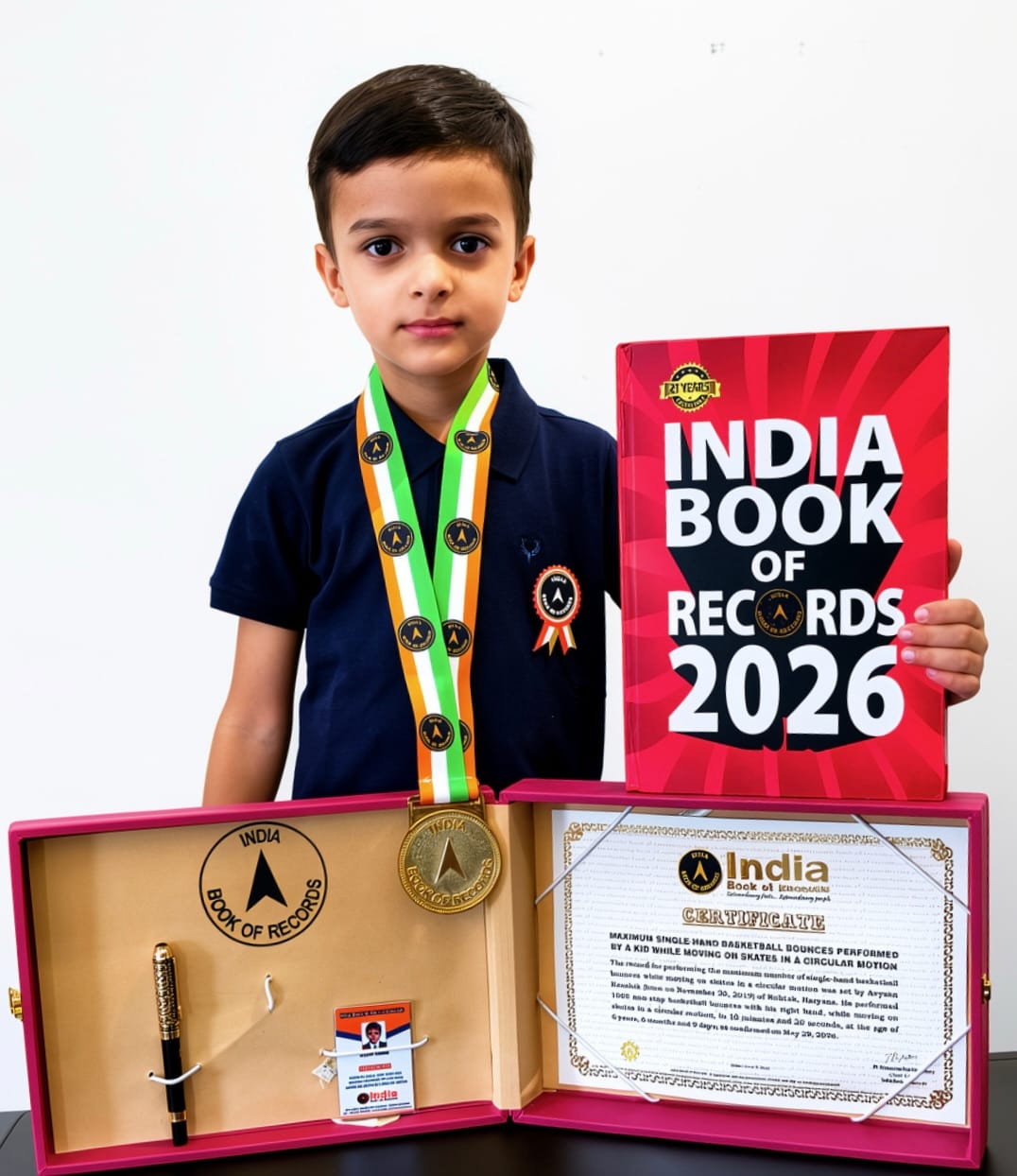 Avyan set a national record by bouncing a basketball 1055 times while on skates.