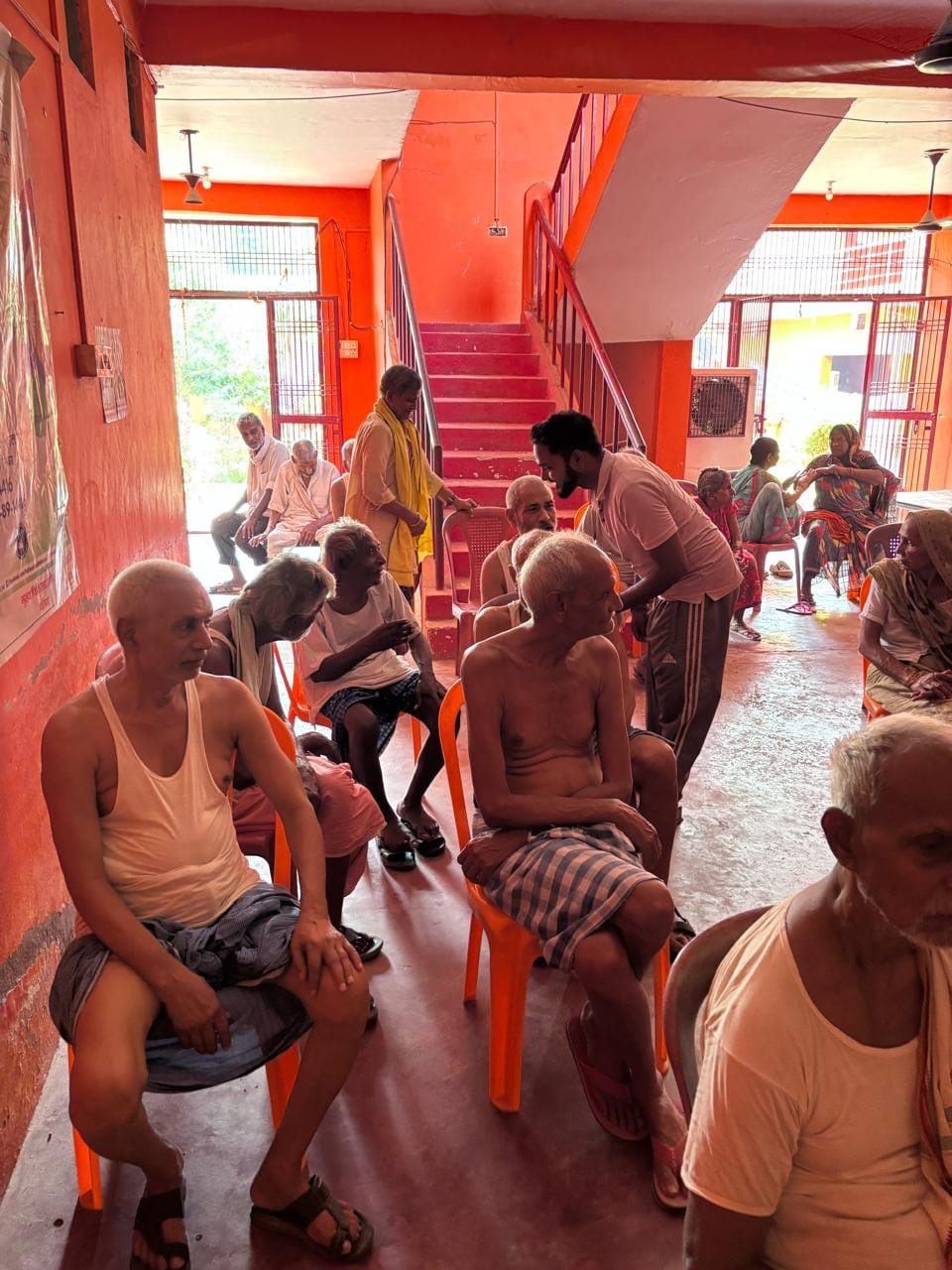 Elderly people are benefiting from the medical camp.