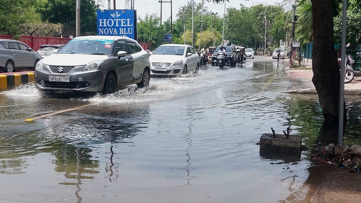 Sewage overflows onto the road