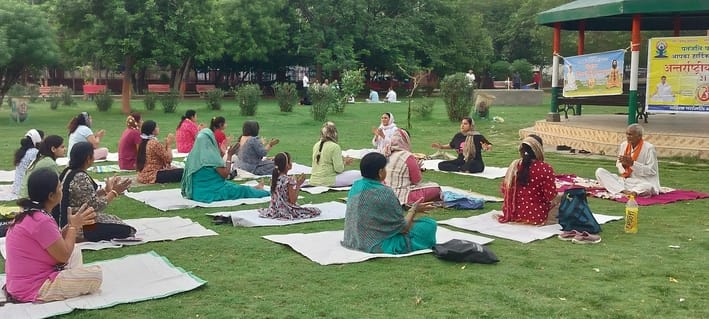 Yoga protocol practice held at Nehru Park.