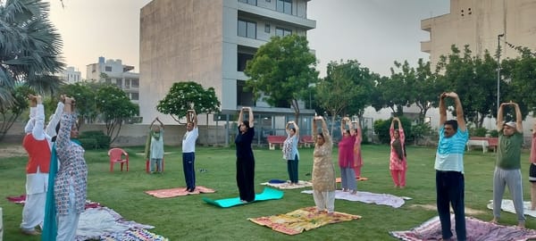 Yoga protocol practice conducted at BMG Society.