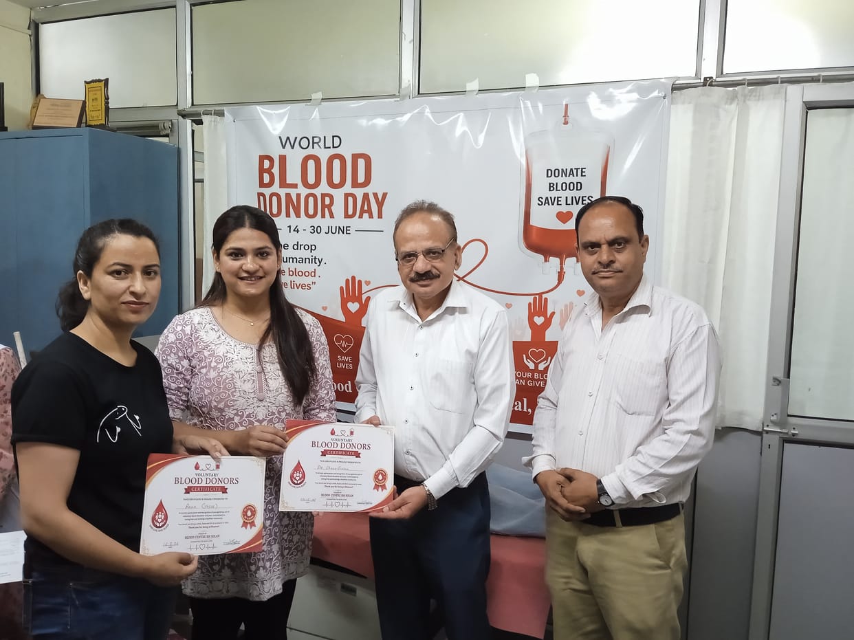 Blood donation camp begins at Solan Hospital; over 20 units of blood collected on the first day.