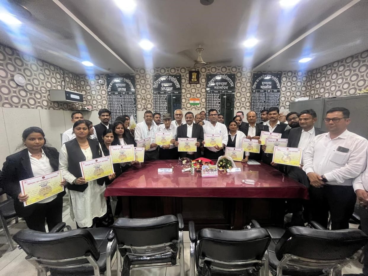 Certificates handed over to the newly elected office-bearers of the Bar Association.