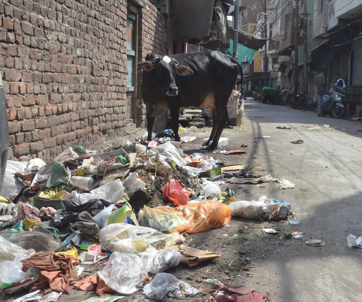 Heaps of garbage in the vegetable market; shopkeepers troubled by the stench