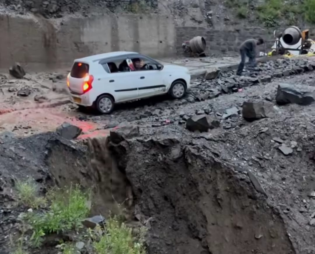 Pre-monsoon rains alarm residents; road washed away by overflowing Shaili Nala.