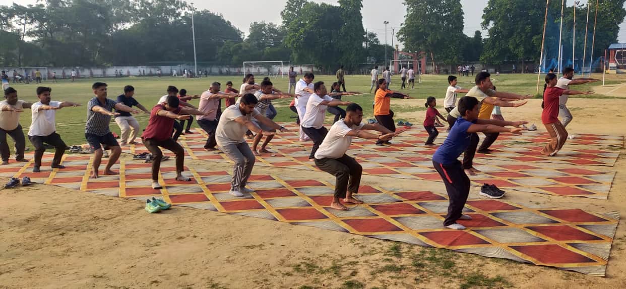 On the second day of the yoga camp, people learned the tricks to stay healthy.