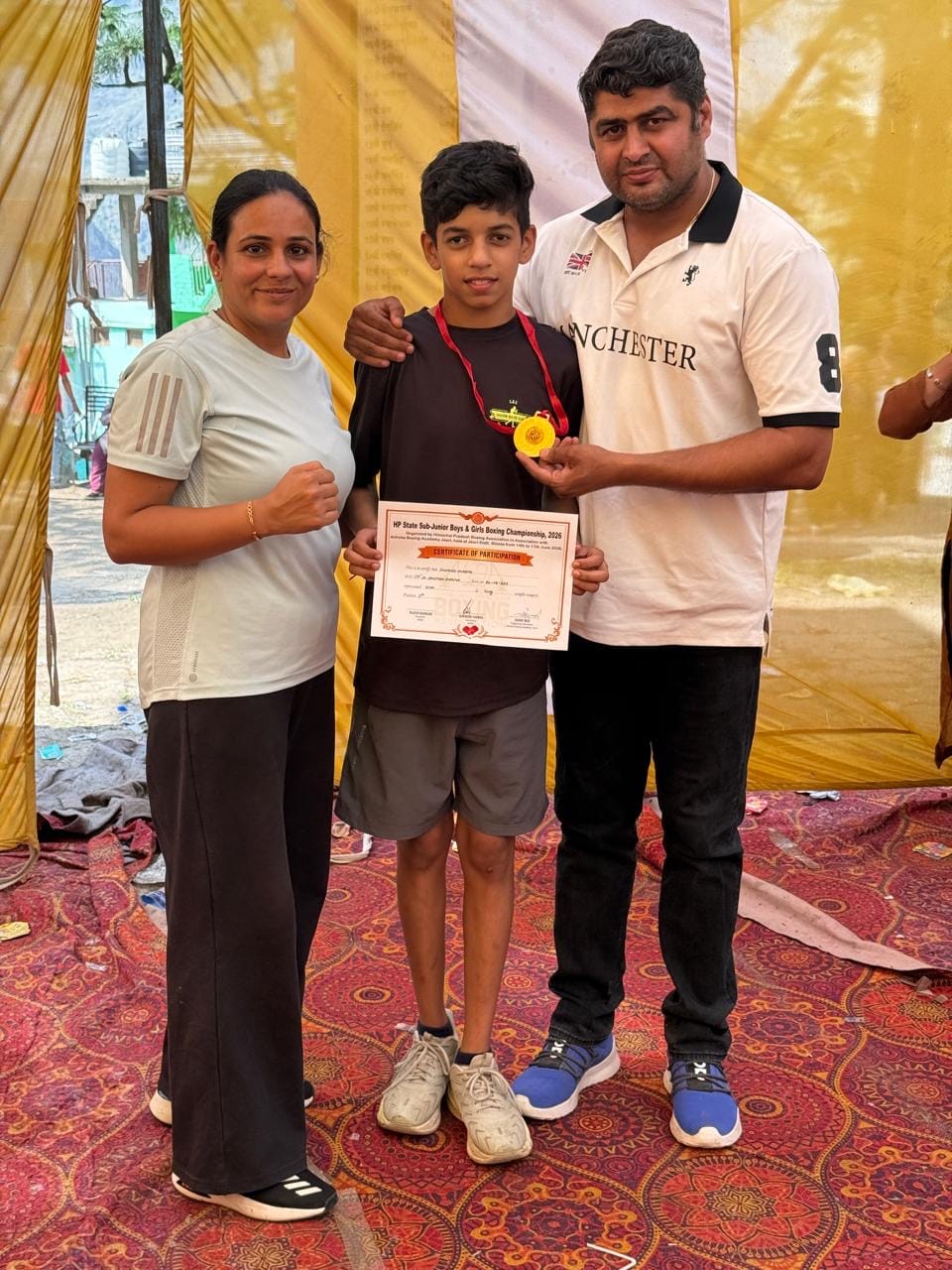 Shivansh Sharma won the gold medal at the boxing championship.
