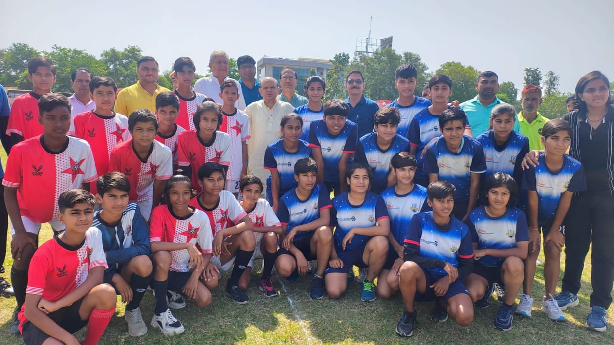 Hisar wins trophy in Open Girls' League-cum-Knockout Football Tournament.